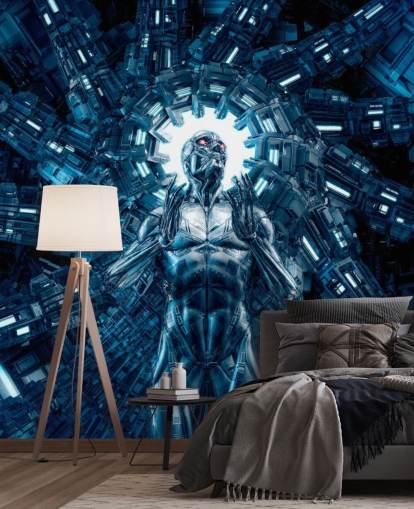 dunkelblaue Roboter Kunsttapete