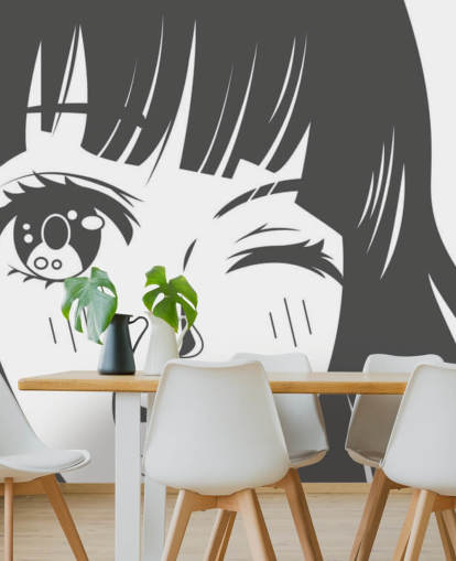 black and white customisable anime wall mural called Black and White Manga Girl for bedrooms black and white customisable anime wall mural called Black and White Manga Girl for bedrooms