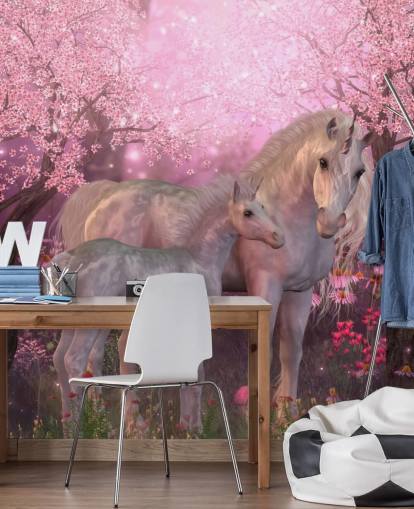 Papier peint Licorne et poulain licorne