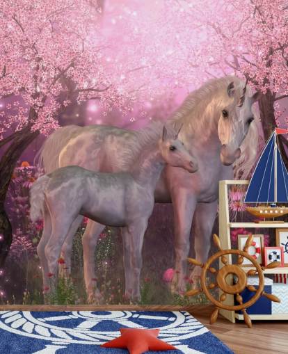Unicorn and Unicorn Foal Wallpaper