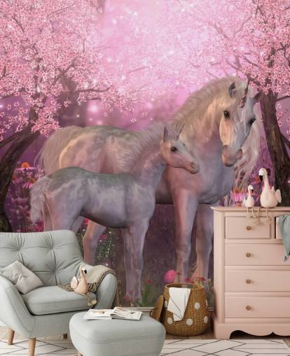 Unicorn og Unicorn Foal Baggrund