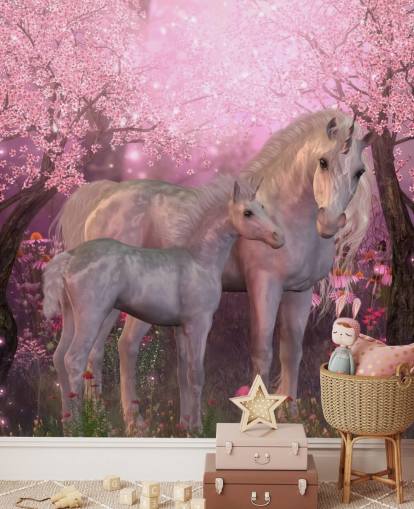 Unicorn and Unicorn Foal Wallpaper