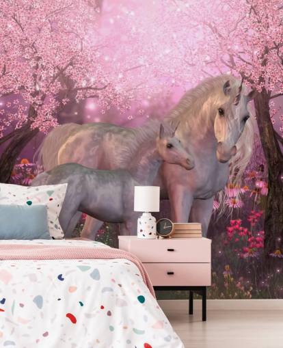 Unicorn og Unicorn Foal Baggrund