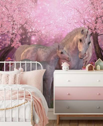 Unicorn og Unicorn Foal Baggrund Unicorn og Unicorn Foal Baggrund