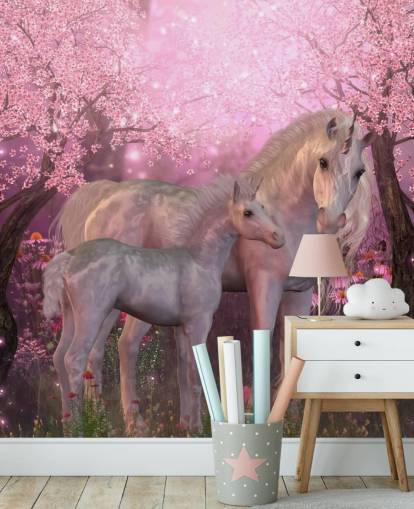 Unicorn og Unicorn Foal Baggrund