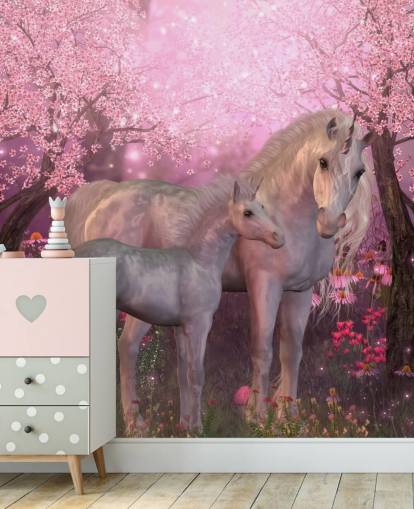 Unicorn og Unicorn Foal Baggrund
