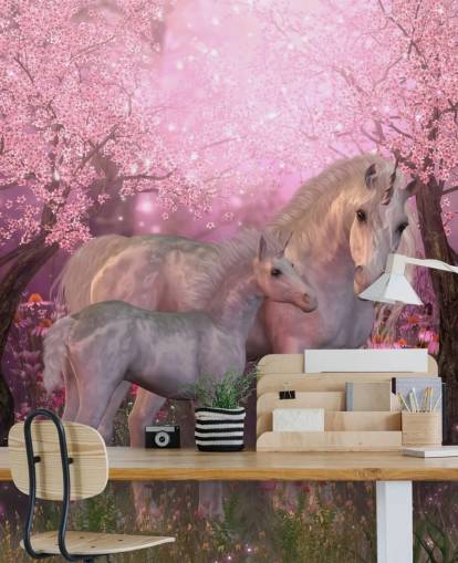 Unicorn and Unicorn Foal Wallpaper