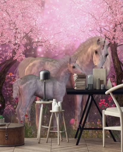 Papier peint Licorne et poulain licorne