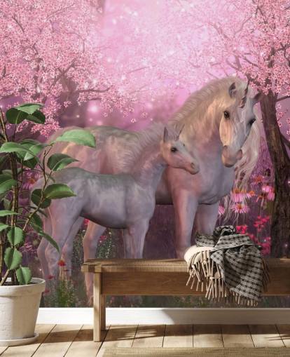 Unicorn and Unicorn Foal Wallpaper