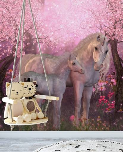 Unicorn og Unicorn Foal Baggrund