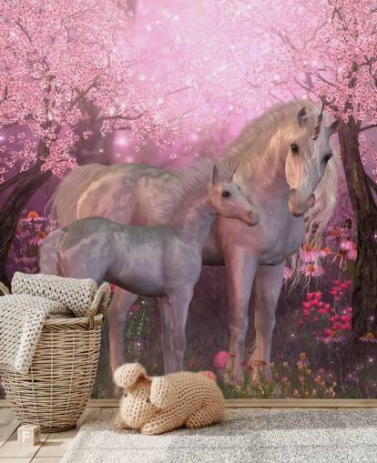 Unicorn og Unicorn Foal Baggrund
