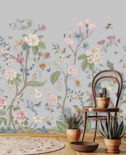 carta da parati con fiori e alberi orientali carta da parati con fiori e alberi orientali