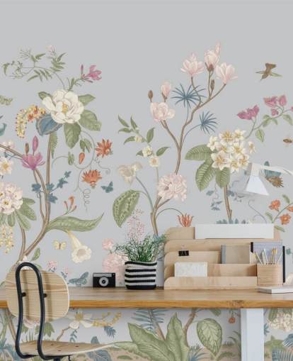 oosterse bloemen en bomen behang