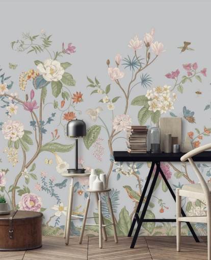 oriental florals and trees wallpaper oriental florals and trees wallpaper