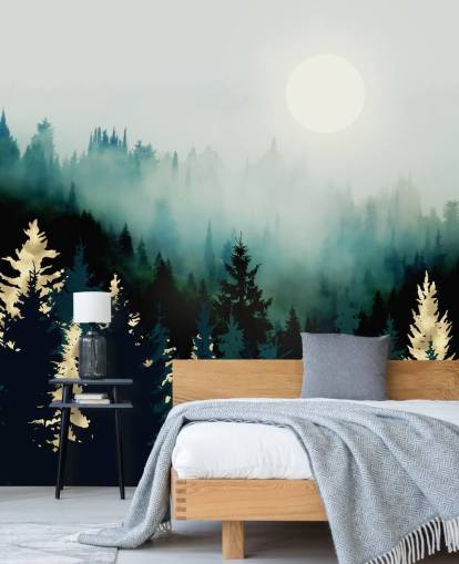 mistig abstract bos behang