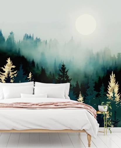 papel de parede enevoado floresta