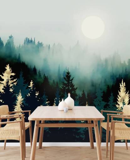 misty abstract forest wallpaper