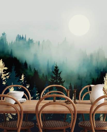 misty abstract forest wallpaper