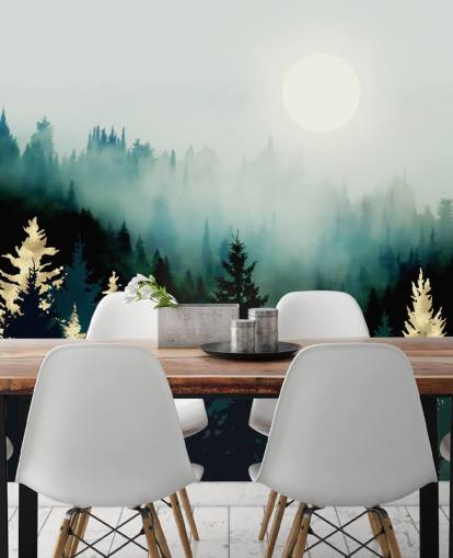 misty abstract forest wallpaper