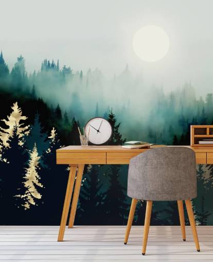 mistig abstract bos behang