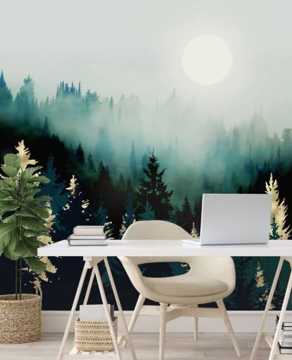 misty abstract forest wallpaper