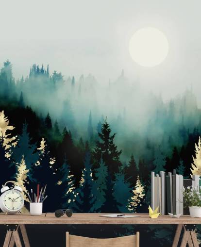 papel de parede enevoado floresta