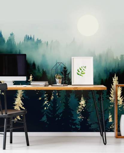 papel de parede enevoado floresta