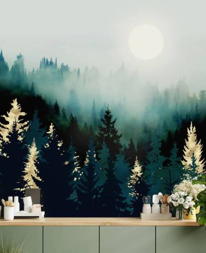 neblige abstrakte Wald-Tapete