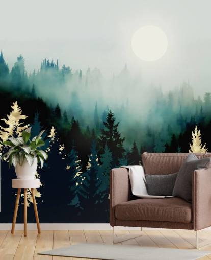 misty abstract forest wallpaper