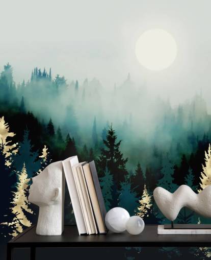 misty abstract forest wallpaper