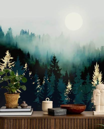 misty abstract forest wallpaper