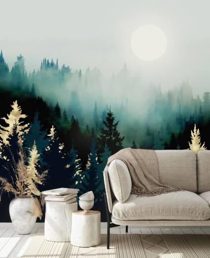 misty abstract forest wallpaper