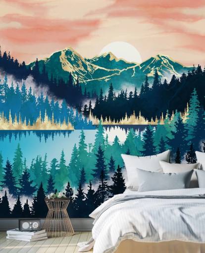 turquoise and blue mountain wallpaper