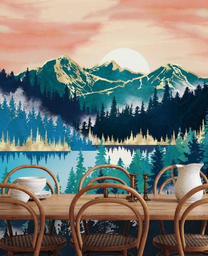 turquoise and blue mountain wallpaper