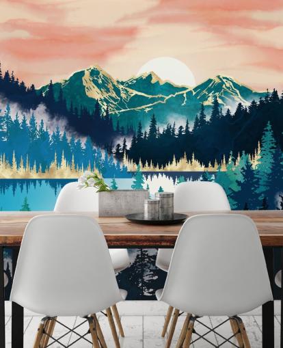 turquoise and blue mountain wallpaper