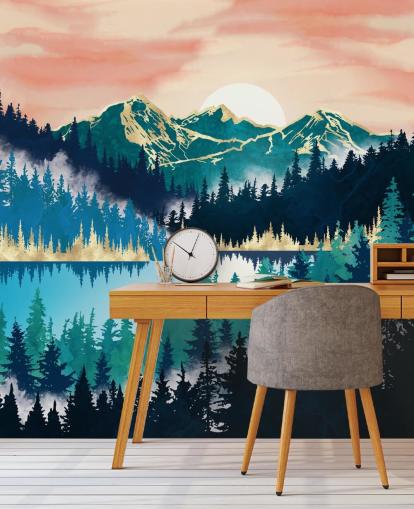 turquoise and blue mountain wallpaper