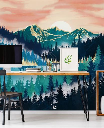 turquoise and blue mountain wallpaper