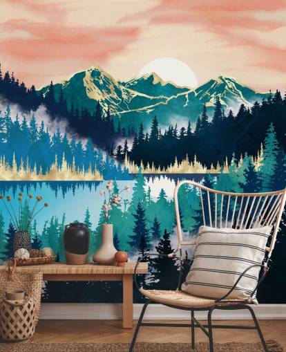 turquoise and blue mountain wallpaper