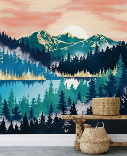 turquoise and blue mountain wallpaper