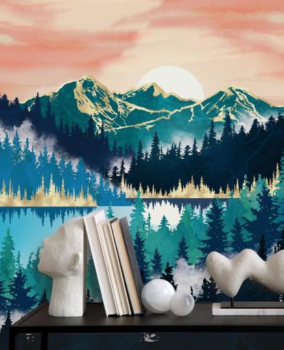 türkis-blaue Berg-Tapete türkis-blaue Berg-Tapete