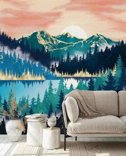 turquoise and blue mountain wallpaper