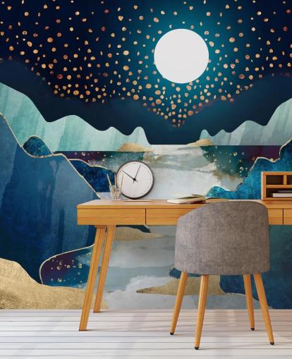 gold and blue moon landscape wallpaper gold and blue moon landscape wallpaper