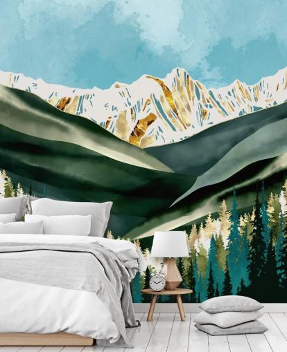 sage green and gold coloured mountain wallpaper sage green and gold coloured mountain wallpaper