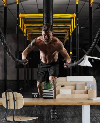 dark gym with man with heavy ropes wallpaper dark gym with man with heavy ropes wallpaper