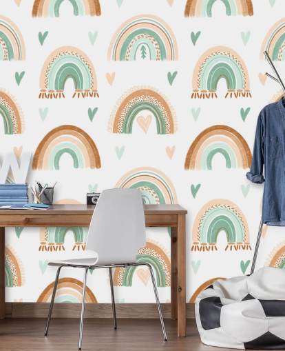 brown and light green rainbow wallpaper