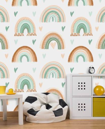 brown and light green rainbow wallpaper