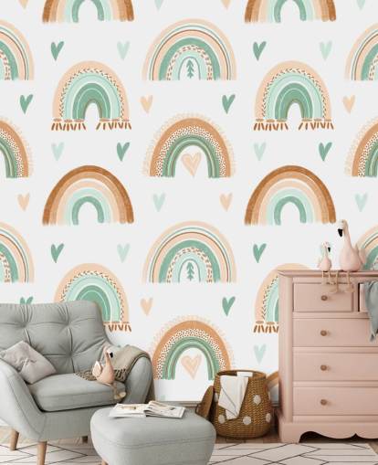 brown and light green rainbow wallpaper