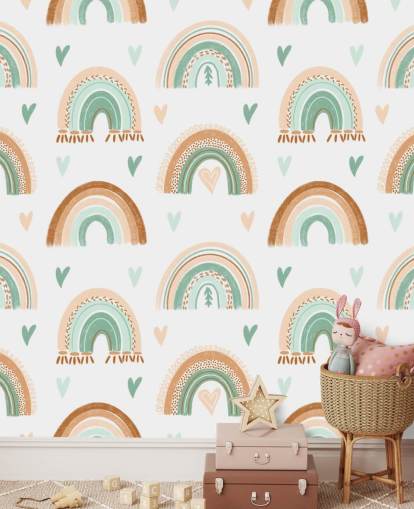 carta da parati arcobaleno marrone e verde chiaro