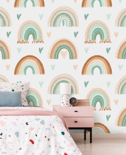 papel de parede de arco-íris marrom e verde claro