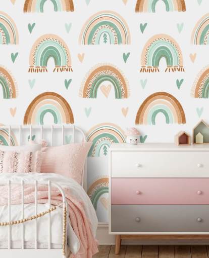 carta da parati arcobaleno marrone e verde chiaro